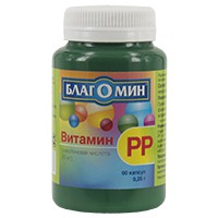 Благомин Витамин РР (Никотиновая кислота) 20 мг, капсулы 0.25 г 90 шт